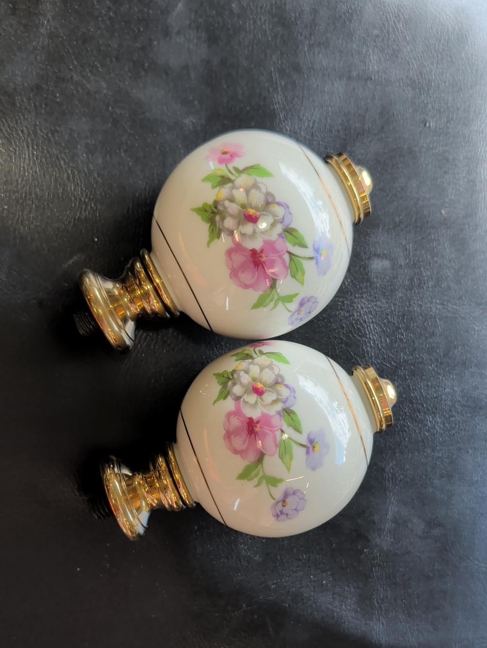 Vintage Porcelain Floral Curtain Rod Finials